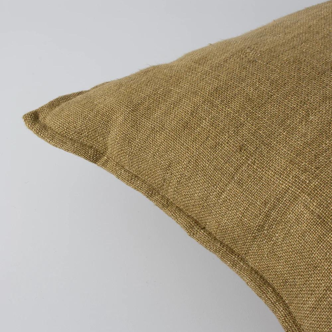 Flaxmill Cushion with Feather Inner - Fenugreek 50cm image 1